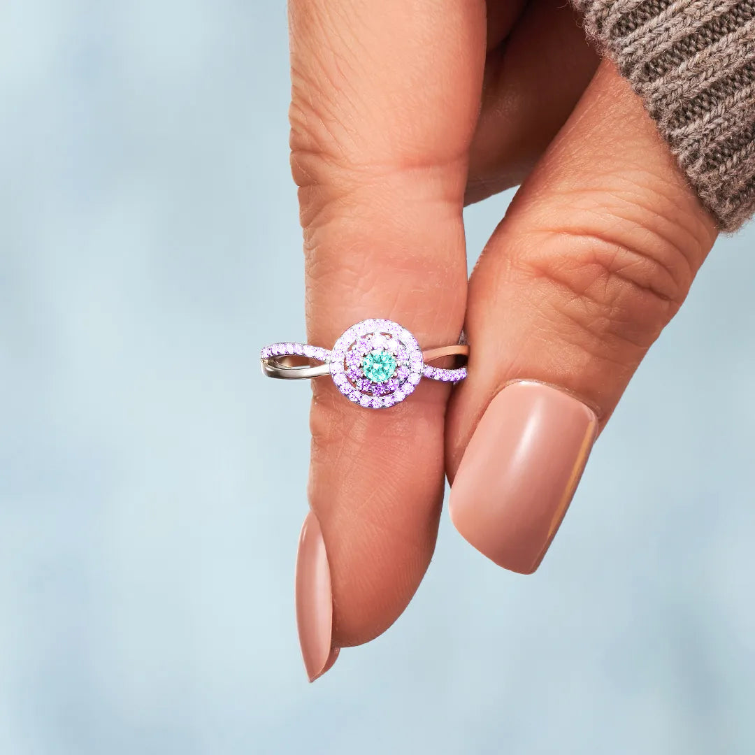 Teal & Purple Circle Ring | Støtt brystkreft