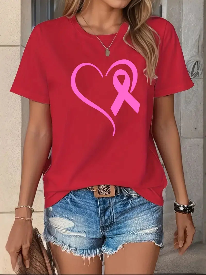 Ribbon Heart Shirt | Støtt brystkreft