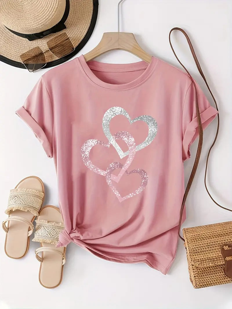 Glittered Hearts Shirt | Støtt brystkreft