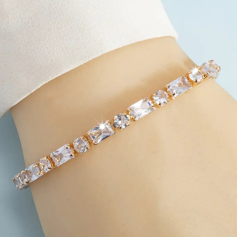 Rectangular Zirconia Bracelet | Støtt brystkreft