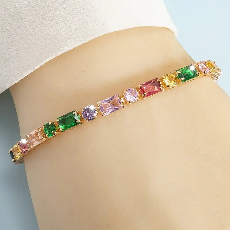 Rectangular Zirconia Bracelet | Støtt brystkreft