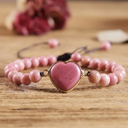 Pink Rhodochrosite Bracelet | Støtt brystkreft