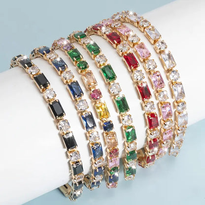 Rectangular Zirconia Bracelet | Støtt brystkreft