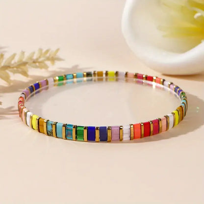 Colorful Glass-Beads Bracelet | Støtt brystkreft