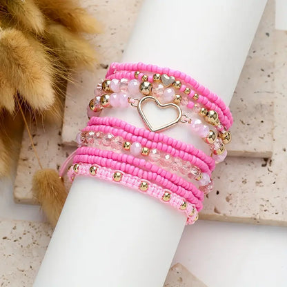 Heart Charmed Bracelet Set | Støtt brystkreft