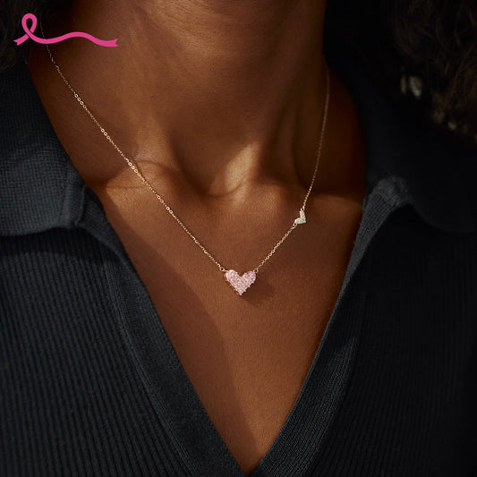 Pink Gold Heart Necklace | Støtt brystkreft