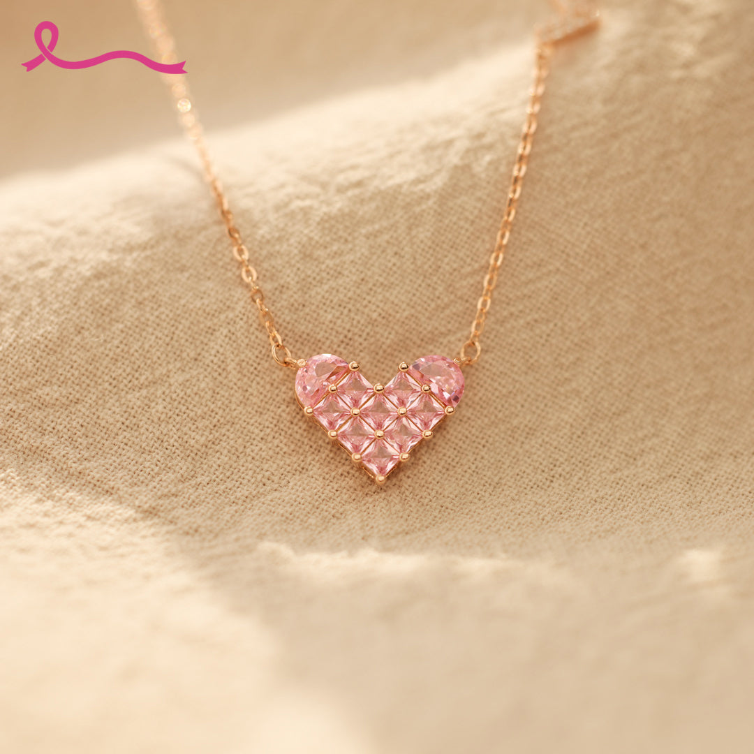 Pink Gold Heart Necklace | Støtt brystkreft
