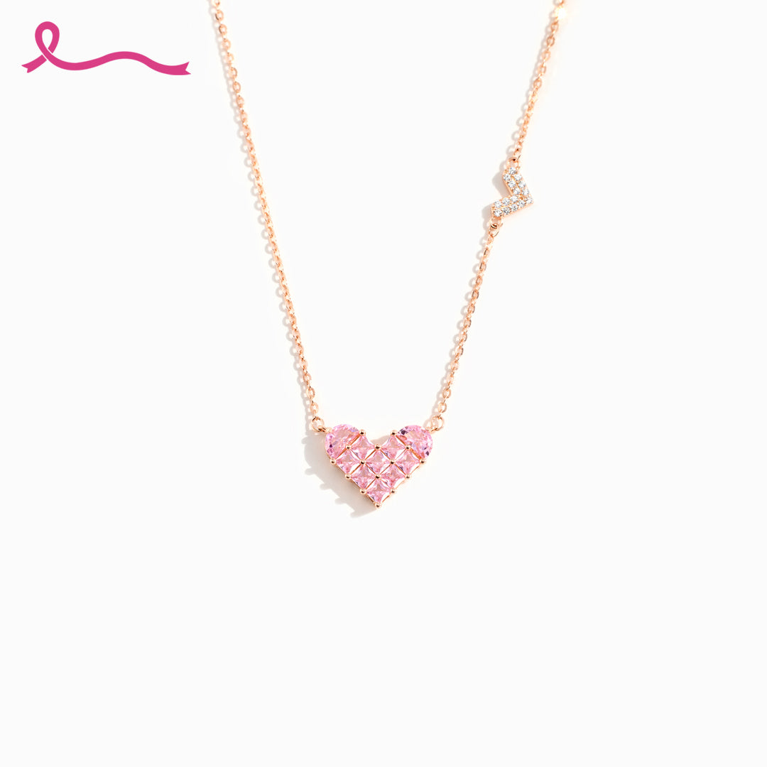 Pink Gold Heart Necklace | Støtt brystkreft