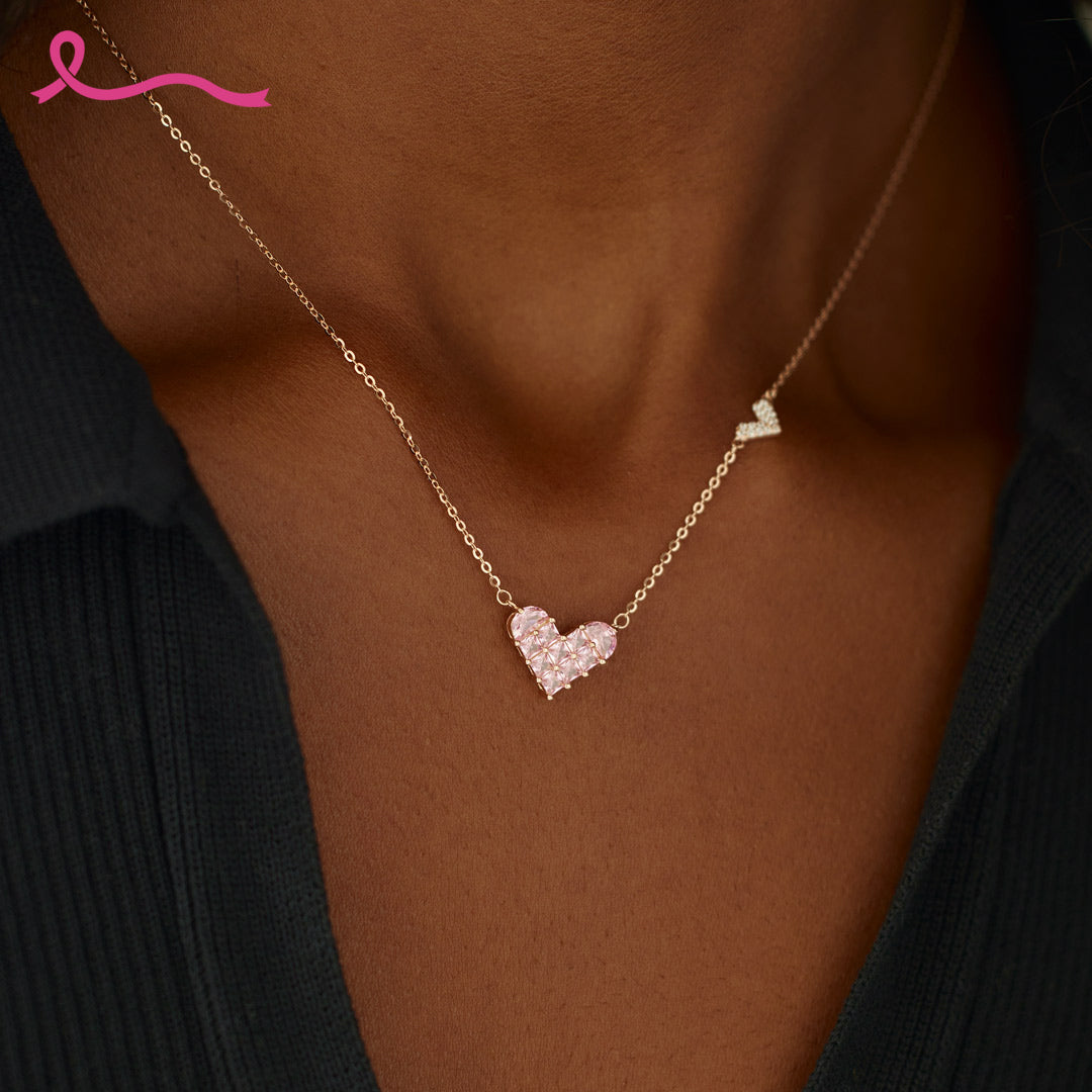 Pink Gold Heart Necklace | Støtt brystkreft