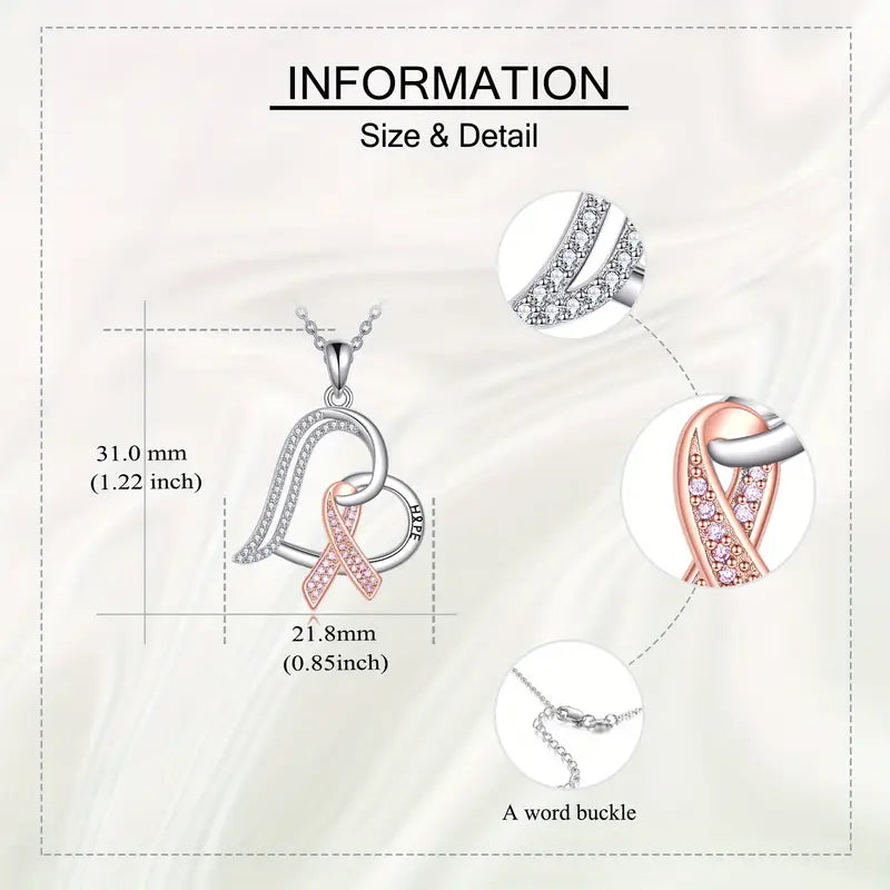 Pink Ribbon Heart Necklace | Støtt brystkreft