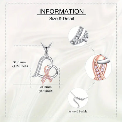 Pink Ribbon Heart Necklace | Støtt brystkreft