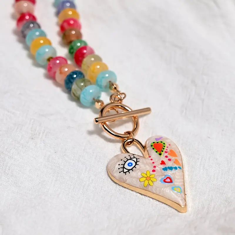 Colorful Charmed Necklace | Støtt brystkreft
