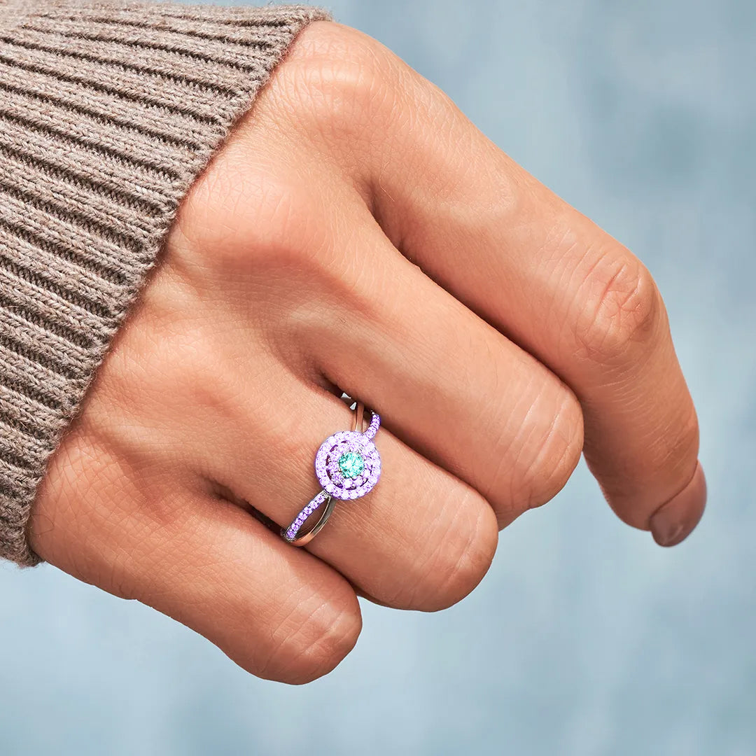 Teal & Purple Circle Ring | Støtt brystkreft