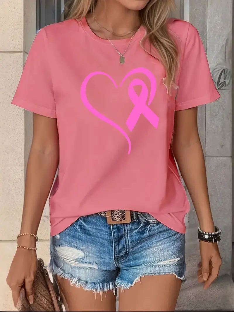 Ribbon Heart Shirt | Støtt brystkreft