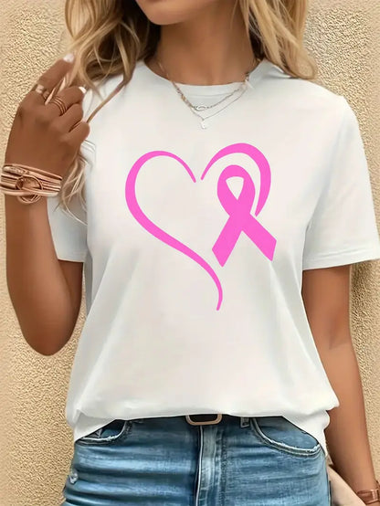 Ribbon Heart Shirt | Støtt brystkreft