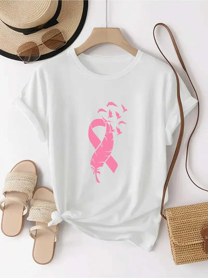 Feather Ribbon Shirt | Støtt brystkreft