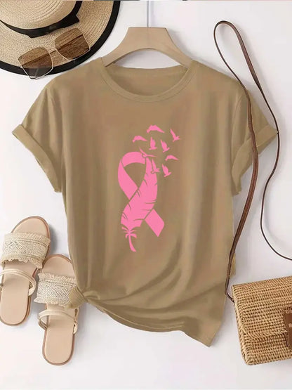 Feather Ribbon Shirt | Støtt brystkreft