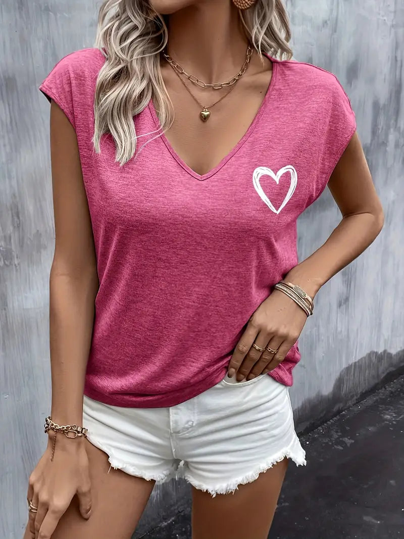 Minimalist Heart-print Top | Støtt brystkreft