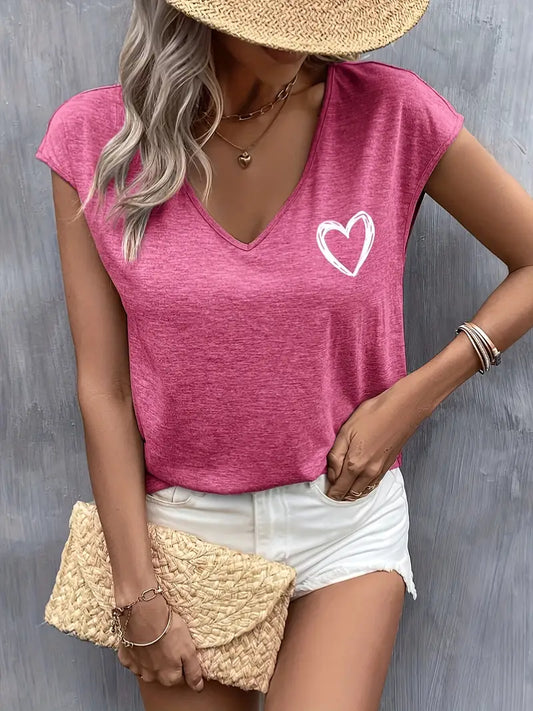 Minimalist Heart-print Top | Støtt brystkreft