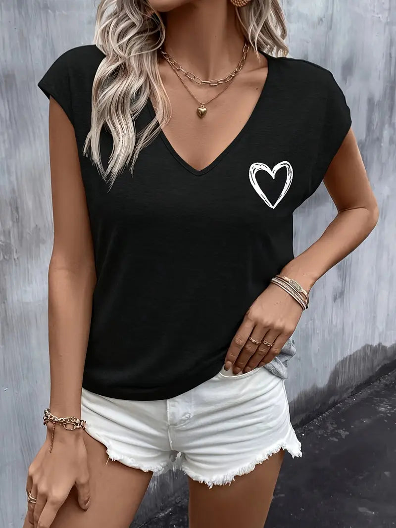 Minimalist Heart-print Top | Støtt brystkreft