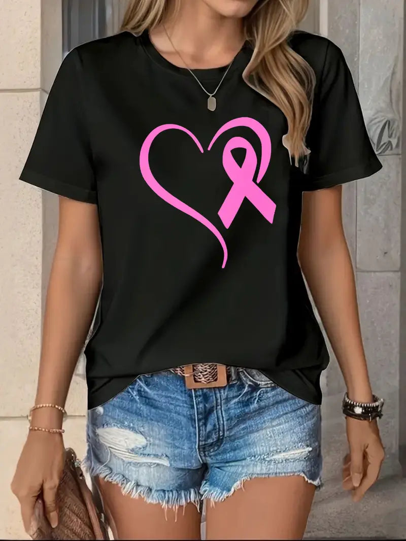 Ribbon Heart Shirt | Støtt brystkreft