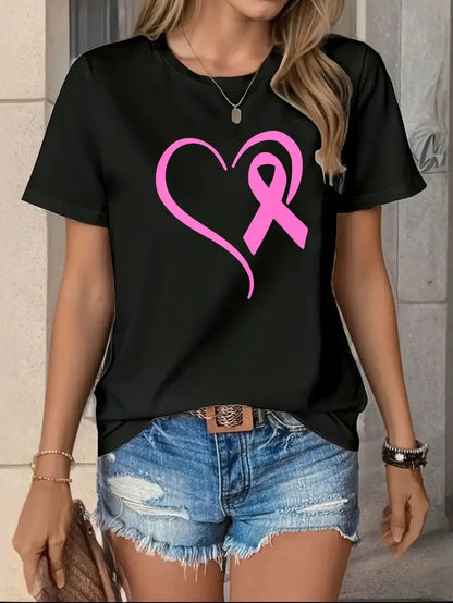 Ribbon Heart Shirt | Støtt brystkreft