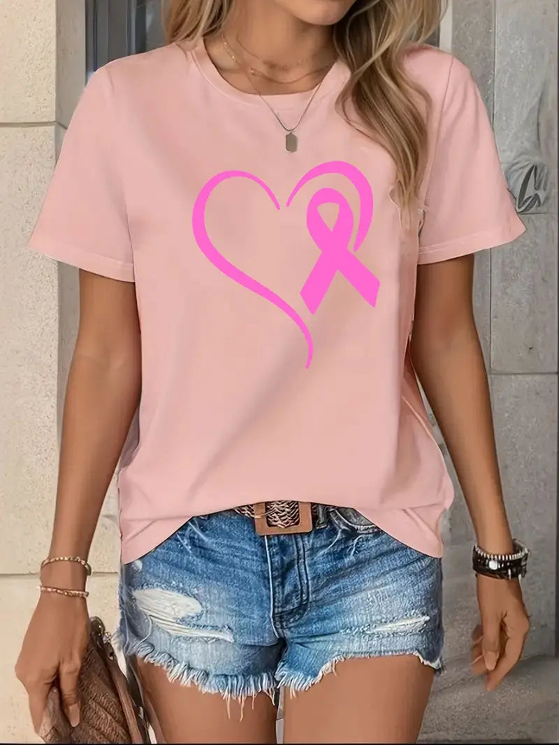 Ribbon Heart Shirt | Støtt brystkreft