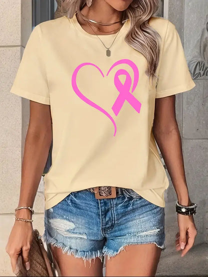 Ribbon Heart Shirt | Støtt brystkreft