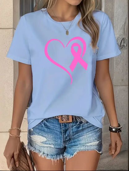 Ribbon Heart Shirt | Støtt brystkreft