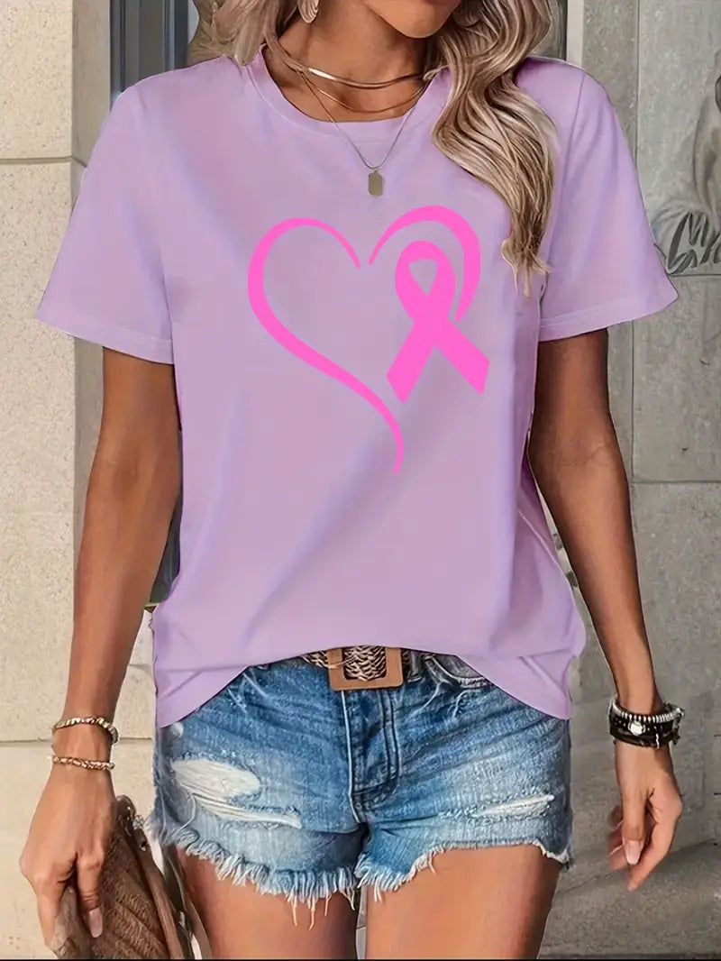 Ribbon Heart Shirt | Støtt brystkreft