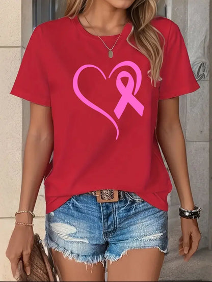 Ribbon Heart Shirt | Støtt brystkreft