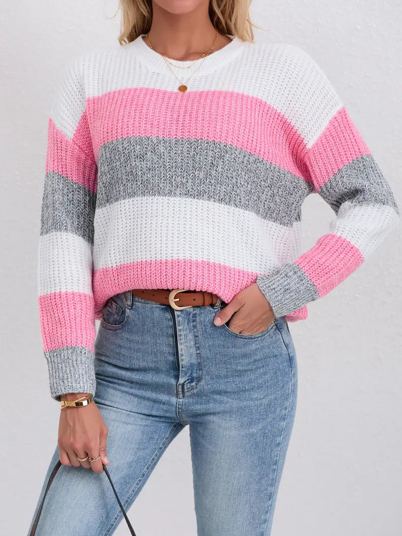 Color Block Sweater | Støtt brystkreft