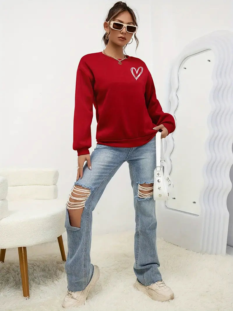 Heart Print Pullover | Støtt brystkreft