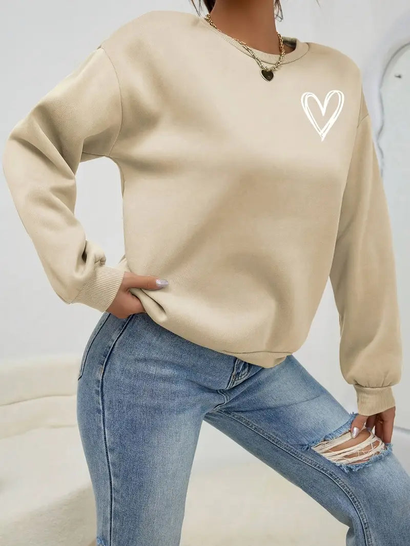 Heart Print Pullover | Støtt brystkreft