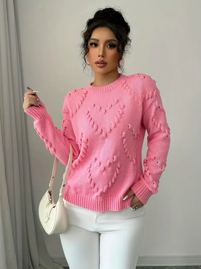 Embossed Heart Sweater | Støtt brystkreft