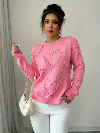 Embossed Heart Sweater | Støtt brystkreft