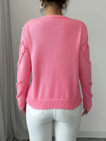 Embossed Heart Sweater | Støtt brystkreft