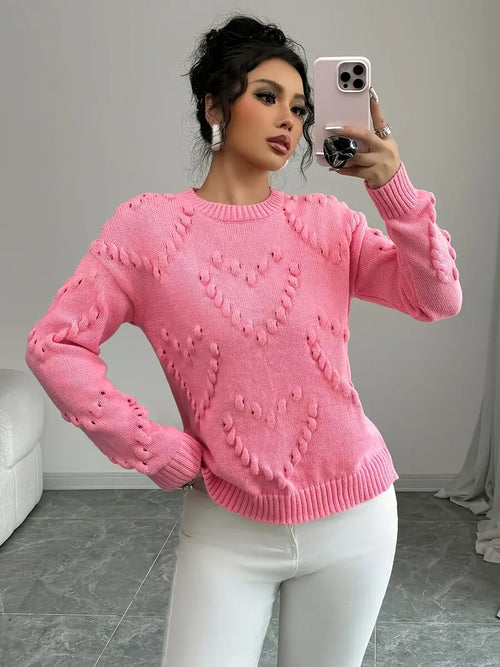 Embossed Heart Sweater | Støtt brystkreft