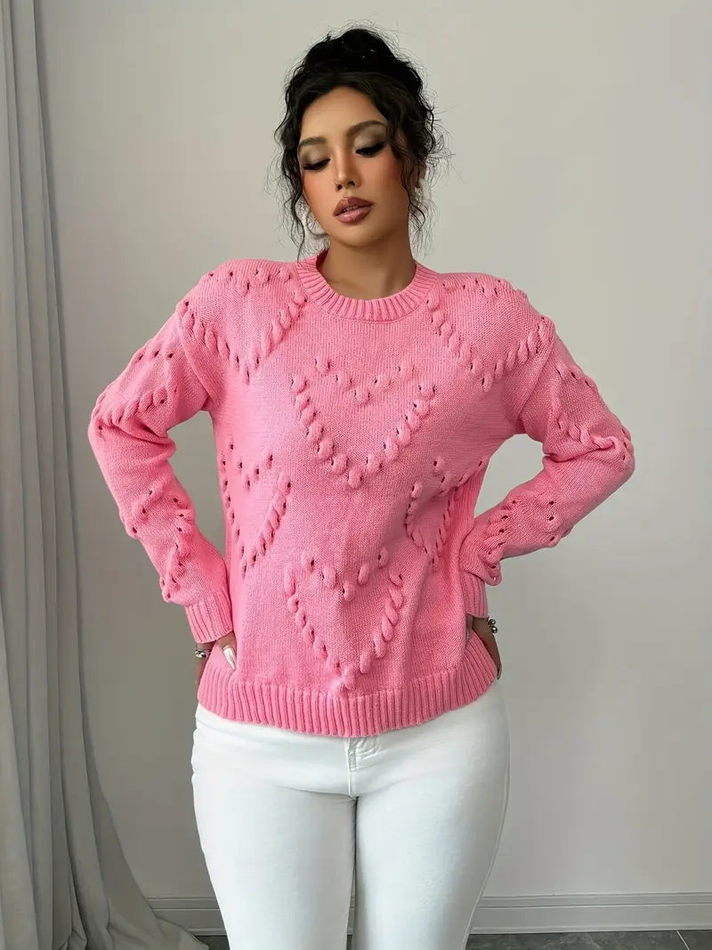 Embossed Heart Sweater | Støtt brystkreft