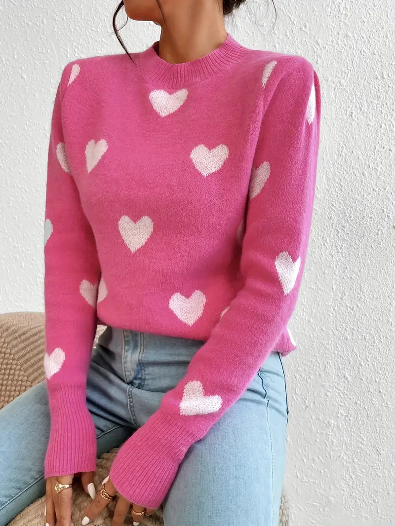 Heart Pattern Sweater | Støtt brystkreft