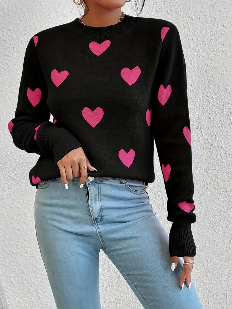 Heart Pattern Sweater | Støtt brystkreft