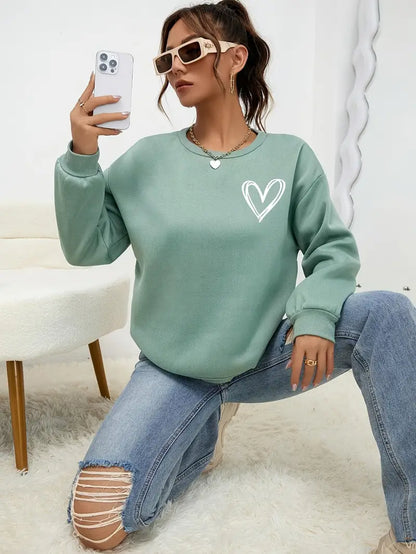 Heart Print Pullover | Støtt brystkreft