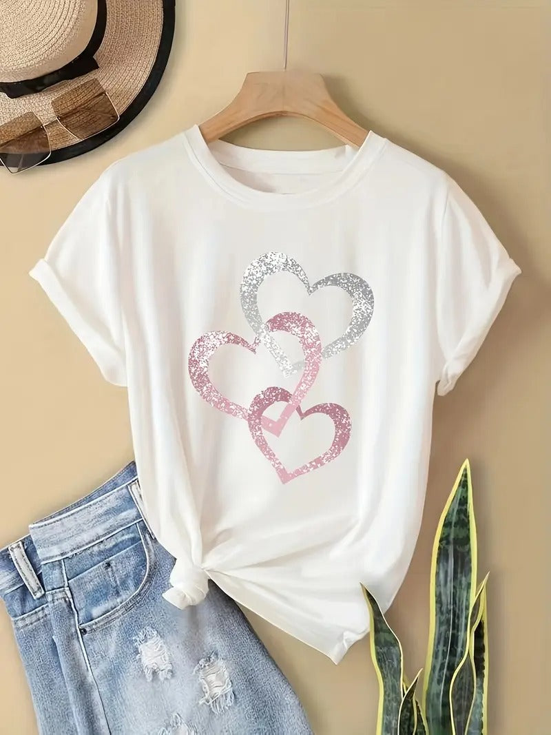 Glittered Hearts Shirt | Støtt brystkreft