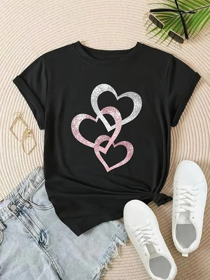 Glittered Hearts Shirt | Støtt brystkreft