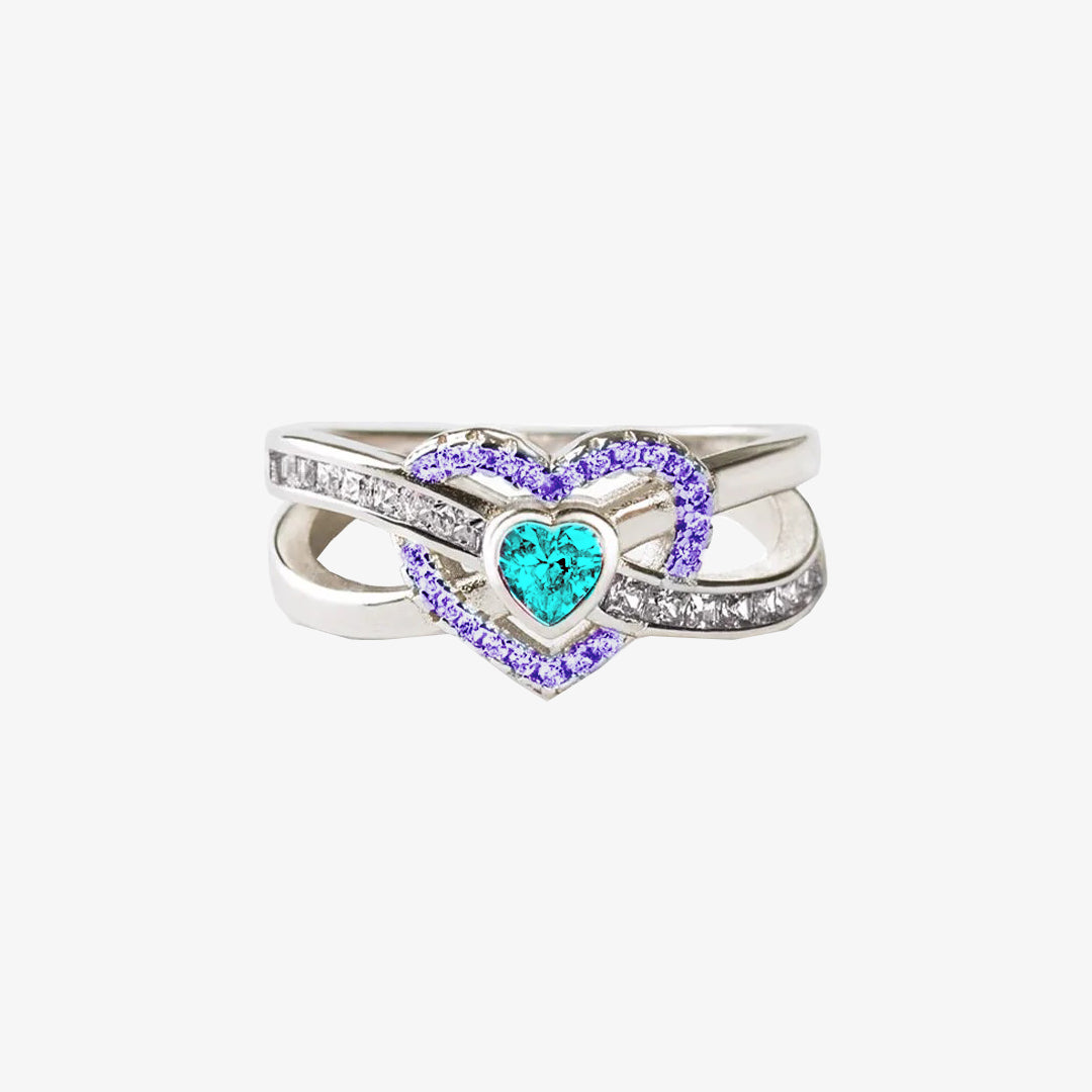 Teal & Purple Heart Ring | Støtt brystkreft