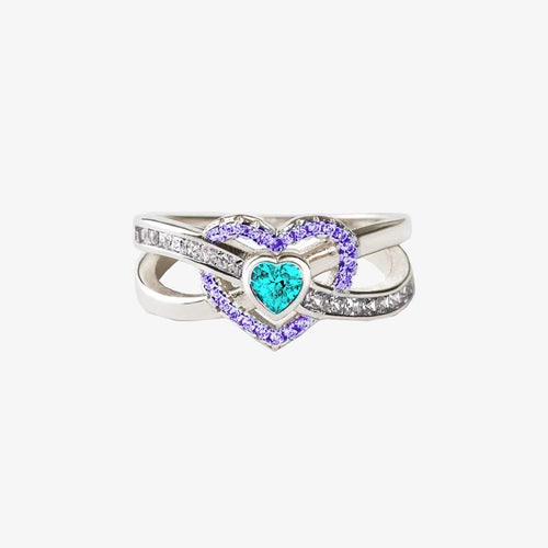 Teal & Purple Heart Ring | Støtt brystkreft