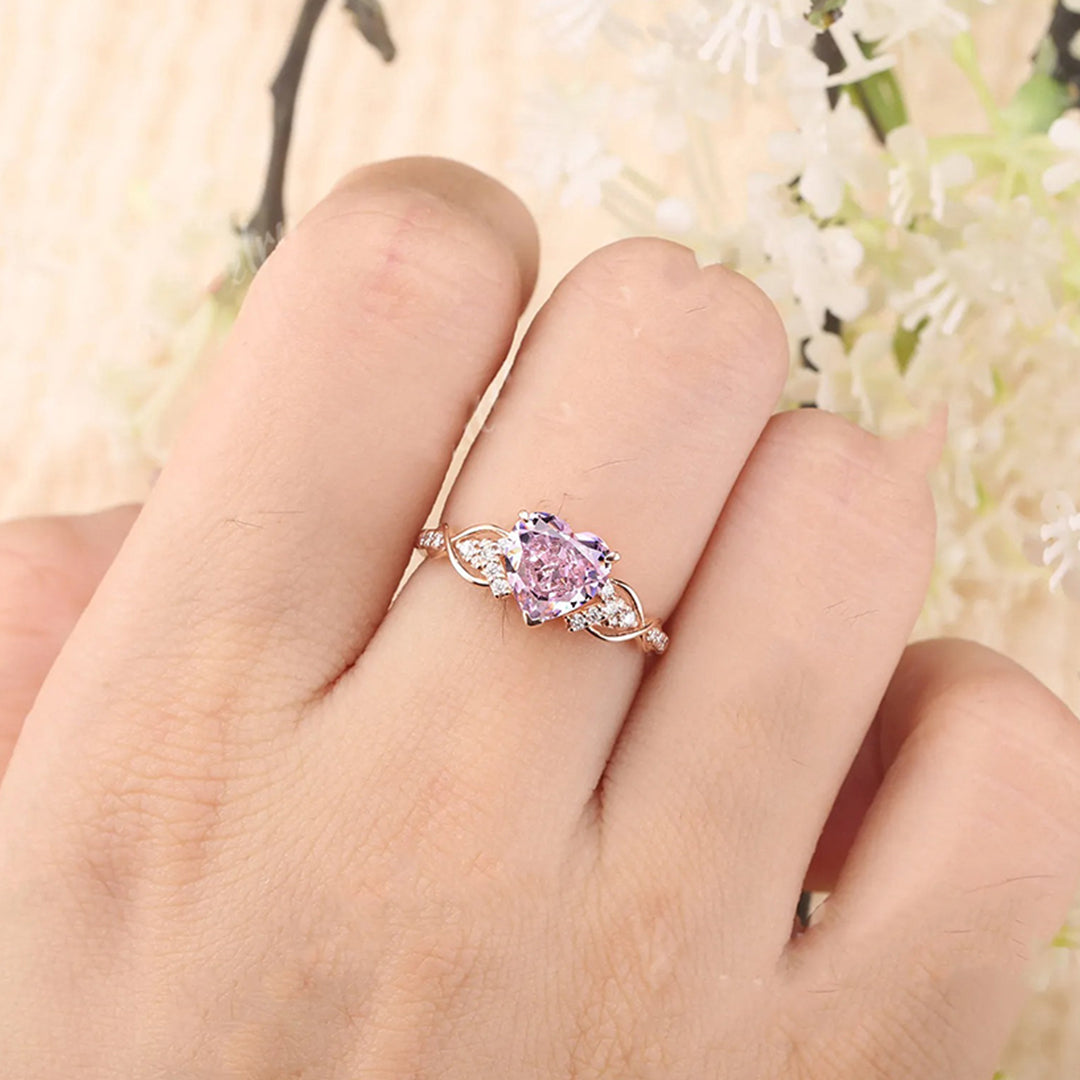 Pink Heart Diamond Ring | Støtt brystkreft