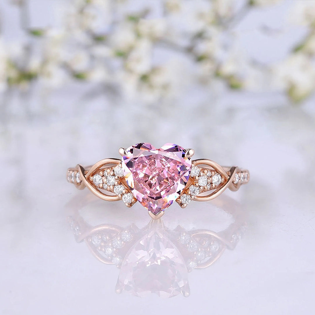 Pink Heart Diamond Ring | Støtt brystkreft