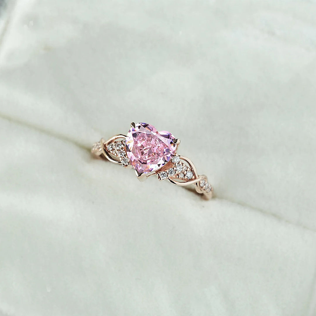 Pink Heart Diamond Ring | Støtt brystkreft